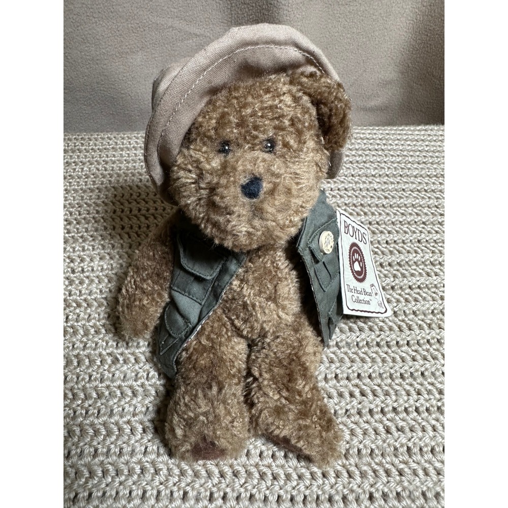Boyds Bears Opie Fishalot Fishing Teddy Bear The Head Bean Collection Plush Vtg